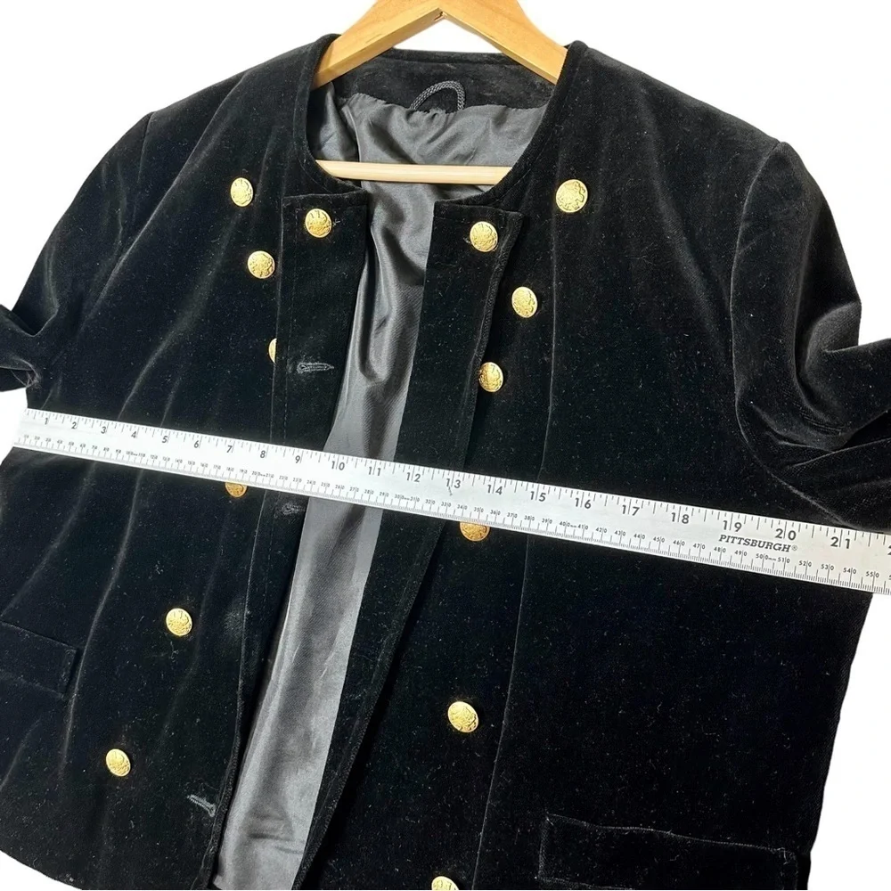 Black Velvet Military Styled Jacket Cotton Made in West Germany - Picture 7 of 9